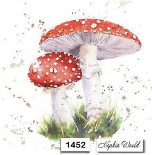 (1452) TWO Individ, Paper LUNCHEON Decoupage Napkins MUSHROOM AMANITA FLY AGARIC picture