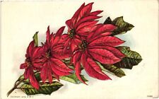 Vintage Postcard- Poinsettia Flowers embossed old Postcard picture