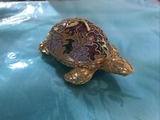 Vtg Cloisonne Mauve, Pink GOLD Sea Turtle Enamel Figurine 4