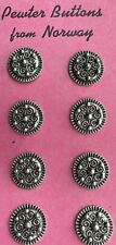 Vintage Pewter Buttons Norwegian Made 🇳🇴 Intricate design. Raised Top picture