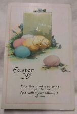 Postcard Easter Joy Colorful Chicks And Eggs 1924 picture