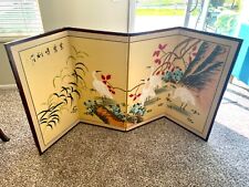 Signed Japanese Hand-Painted Silk Screen, Birds in Flowering Tree 71x36 picture