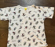 DISNEY MICKEY MOUSE  TSHIRT ALL  OVER PRINT SIGNATURE WHITE SIZE M Y2K RETRO picture