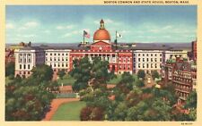 Boston, MA, Boston Common & State House, 1933 Linen Vintage Postcard a8872 picture