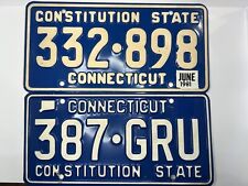 2 - Vintage Connecticut CT License Plate Constitution State Classic Blue - 1980s picture