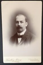 Antique Cabinet Card Balding Moustache Man w/ Bow Tie Hartley Brothers Liverpool picture