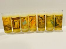 Vintage 1960's Vue-lon Ware Highball Glasses By Litho-Glass Inc 6.25