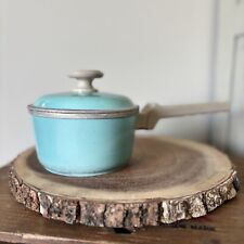 Vintage Club Cast Iron Cookware Saucepan Pot Lid Blue MCM Pots Pans 1 Quart picture