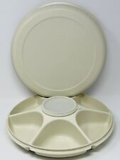 Vintage Tupperware Almond Serving Center Tray 1665-2 Lid 1666-4 Bowl/Lid 1667-9 picture