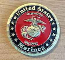US Marine Corps  Challenge Coin Aemper Fidelis 1773 Ronald Reagan Speach picture