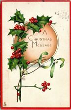 Tucks Postcard A Christmas Message Holly Series 548 Moon c1920 picture