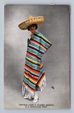 Sombrero Woman JUAREZ Mexico Central Cafe Advertising Postcard 1928 picture