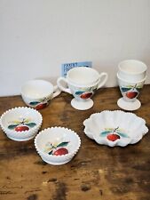 VTG Dishes Westmorland Milk Glass Red Apples 6 Pieces Excellent Cond Knobbed  picture
