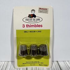 Vintage Thimbles Fruit of the Loom Set of 3 Small Medium Large Metal Sewing NOS picture