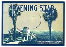 EVENING STAR~CALIFORNIA MISSION~FRUIT CRATE LABEL NEW 1983 HISTORICAL POSTCARD picture