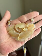 100% Natural Amber Stone Phenix Double Hand Carved Necklace picture