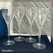 Lenox Encore Gold Water Goblets Gold Rimmed blown Glass Water Goblets Vintage 4 picture