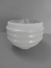 Vtg Ceiling Light Fixture Glass Frosted Globe Shade Bullseye Swirl MCM Art Deco picture