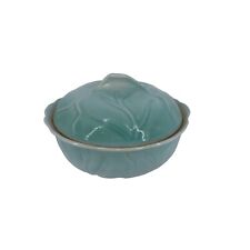 Cabbageware lidded ceramic box, celadon green-made in Japan picture