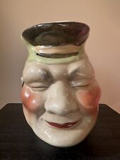 Antique 19th century French Sarreguemines majolica character head pitcher jug picture