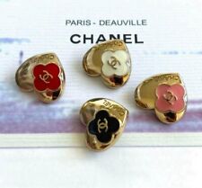 CHANEL vintage button Heart Red/Pink/Black/White 20mm set of 4 picture