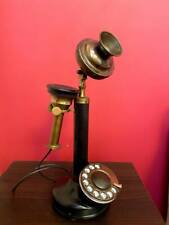 Antique Handmade Brass Phone Candlestick Telephone Rotary Dial Vintage Gift Item picture