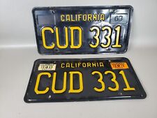 Vintage California License Plates Black Yellow 1963  CUD 331 picture