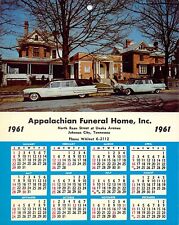1961 Appalachian Funeral Home 2 Hearses in front Calendar in TN 5.5x7