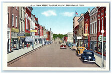 c1940's Main Street Looking North Greeneville Tennessee TN Vintage Postcard picture