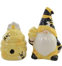 Honey Bee Gnome and Beehive Salt and Pepper Shakers picture