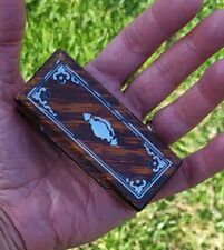 Fine ca. 1890 French Table Snuff Box Faux Woodgrain Painted w Pewter Inlay picture