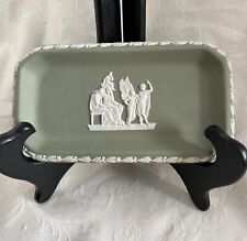 WEDGWOOD Jasperware Green Neo-classical Soap Dish Or Trinket Tray picture