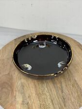 Vintage Brown And Gold  Japanese Ceramic Ashtray With Design Art picture