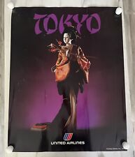 Vintage United Airlines Tokyo Poster 1983 28x22 Inches picture