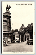 1930s RPPC Anvers Antwerpen Old Bust Street Scene Jardin Zoo Entrance People Car picture