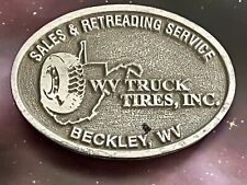 Vintage Belt Buckle WV Truck Tire Sales & Retreading West Virginia 2.25