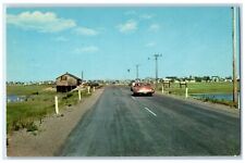 c1960s Mile Road Main Road Into Wells Beach Wells Maine ME Unposted Car Postcard picture