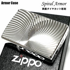 Zippo Oil Lighter Spiral Armor Diamond Cut Silver Etching Brass Japan picture