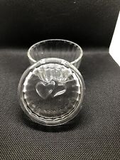 Vintage Borgonovo Round Crystal Glass Trinket Box W/  Hearts On Lid Italy picture