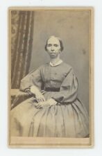 Antique CDV Circa 1870s Strange Odd Looking Older Woman Sitting in Dress Ware MA picture
