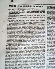BATTLE OF OSAWATOMIE KS John Brown Free-Staters Border Ruffians 1856 Newspaper picture