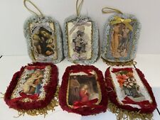 Vintage Set of 6 Christmas Victorian Type Ornaments Handmade picture