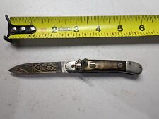 Vintage Toledo Mixed Handle Etched Folding Pocket Knife EXTREMELY RARE picture
