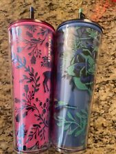 Starbucks 24oz 2022 Woodland Lace Pink & Glitter Berry Color Change Tumblers picture