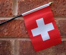 SWITZERLAND flag PACK OF TEN SMALL HAND WAVING FLAGS SWISS picture