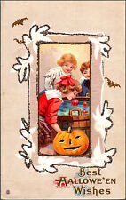 Early c1900s Halloween Embossed Postcard,Children Bobbing For Apples,Series 345B picture