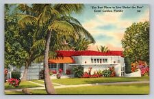The Best Place To Live Under The Sun Coral Gables Florida Vintage Unposted Linen picture