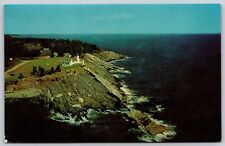 Postcard Air View of Pemaquid Point Lighthouse, Maine N115 picture