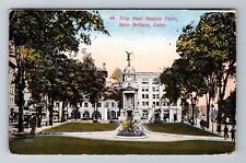 New Britain CT-Connecticut, City Hall Square Park Antique Vintage c1915 Postcard picture