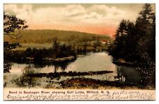 1907 Bend in Souhegan River, Showing Golf Links, Milford, NH Postcard picture
